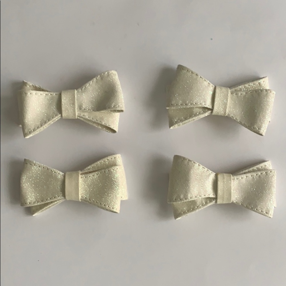 4- white glitter bow hair clip